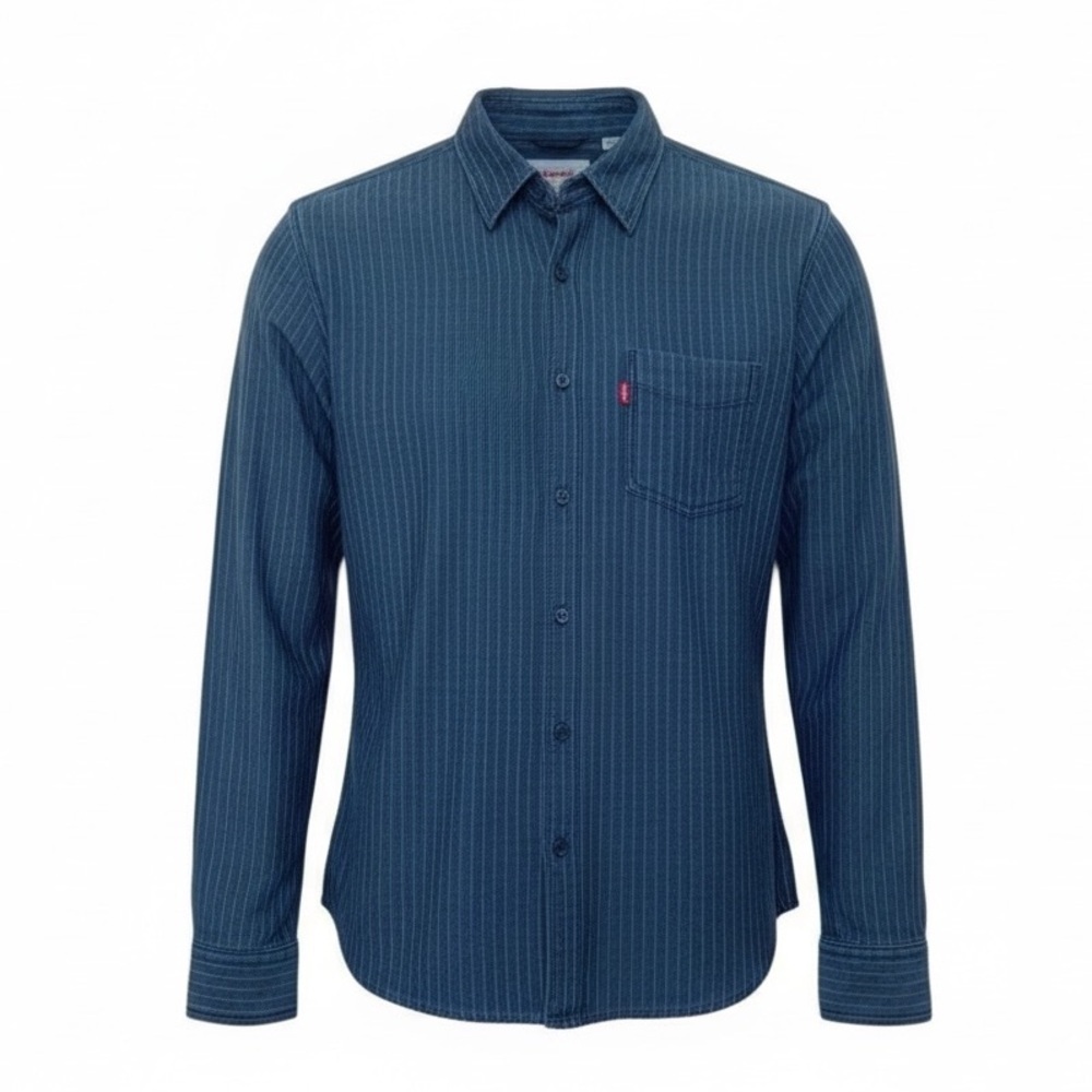 Levi’s NWOT Mens Slim Fit Button Down Blue w White Stripes Casual Shirt